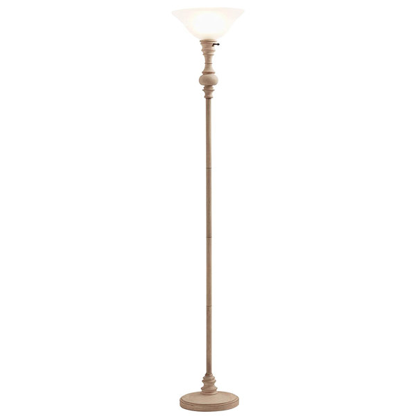 One Allium Way® Adesso 71"H Tall Torchiere LED Floor Lamp, Whitewash